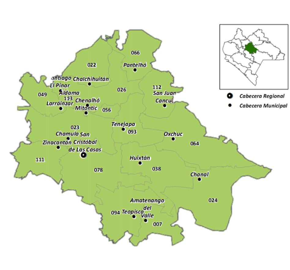 Fuente: CEIEG. Regiones Socioeconómicas. Región V Altos Tsotsil-Tseltal