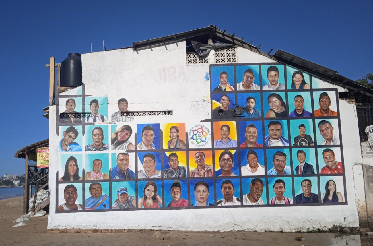 Borran 52 rostros de desaparecidos plasmados en un mural de Acapulco