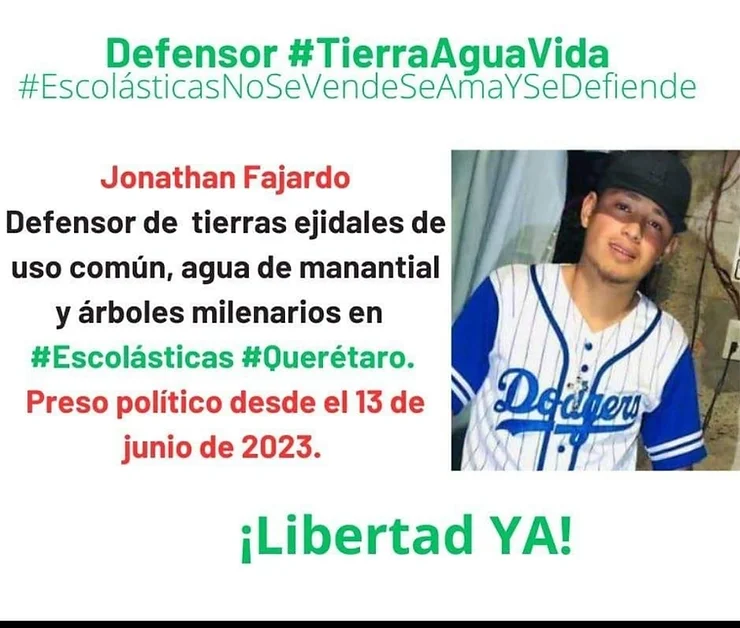 Exigen la liberación de defensores del parque de los Sabinos en Escolásticas, Querétaro