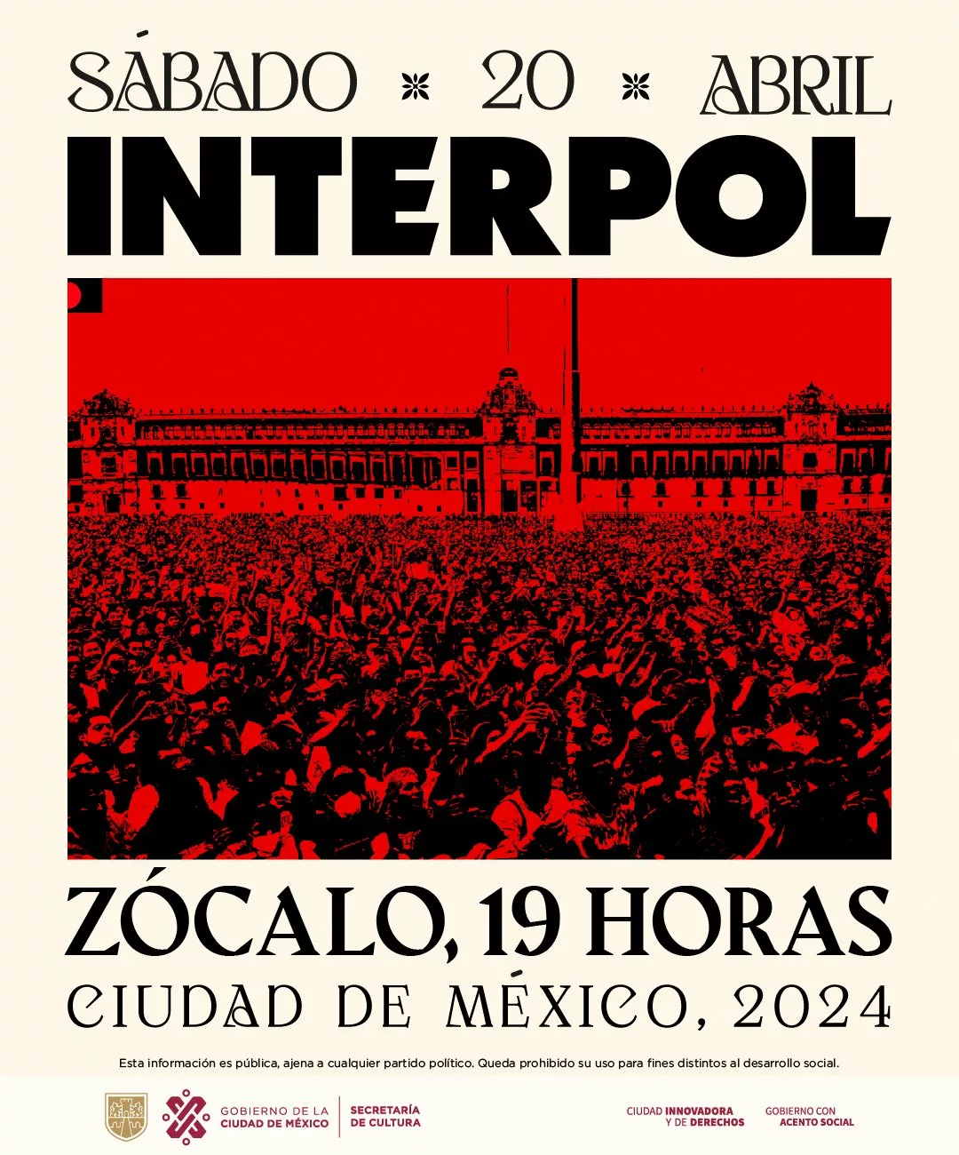 Concierto gratuito de Interpol en el Zócalo de la Ciudad de México