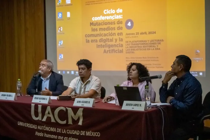 IMG-20240425-WA0033 Da fin el ciclo de conferencias: Mutaciones de los medios de comunicación en la era digital y la Inteligencia Artificial con la mesa de diálogo "De plataformas y lecturas: Las transformaciones de la Industria editorial y las bibliotecas en la era digital” en la Universidad Autónoma de la Ciudad de México.