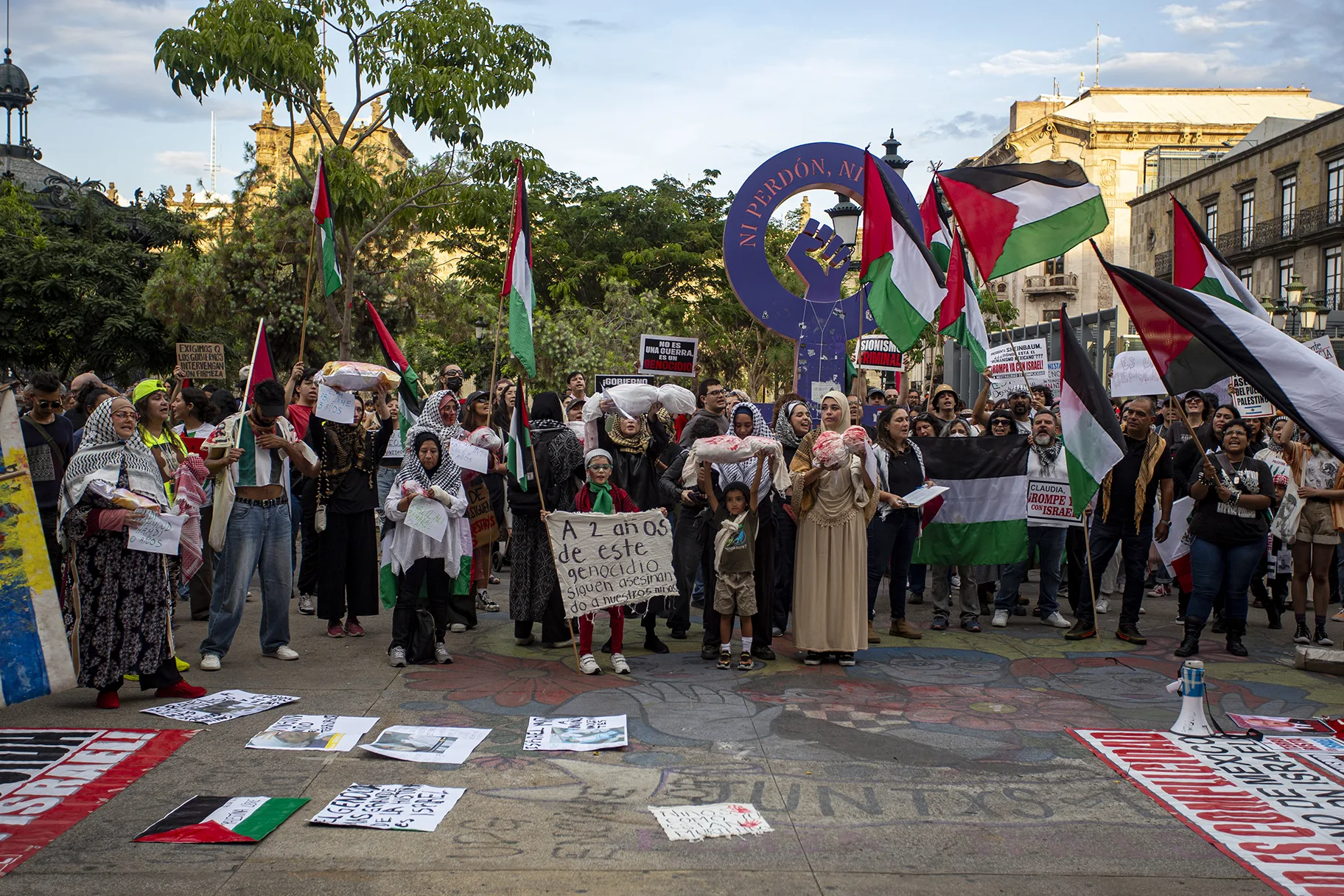 Guadalajara marcha por Palestina: denuncian dos años de genocidio y exigen romper relaciones con Israel