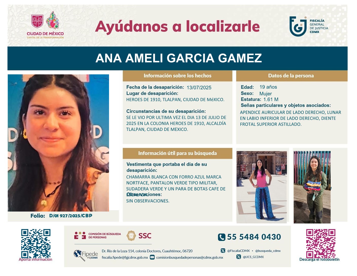 CIDH otorga medidas cautelares por la desaparición de Ana Amelí García Gámez en México