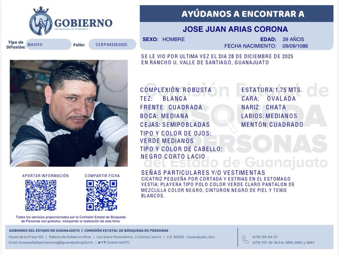 Desaparece en Guanajuato José Juan Arias Corona, padre buscador de adolescente desaparecido