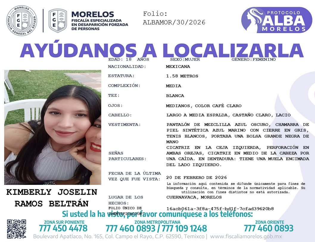 Fiscalía de Morelos vincula a proceso de Jared Alejandro “N” por el feminicidio de Kimberly Jocelyn
