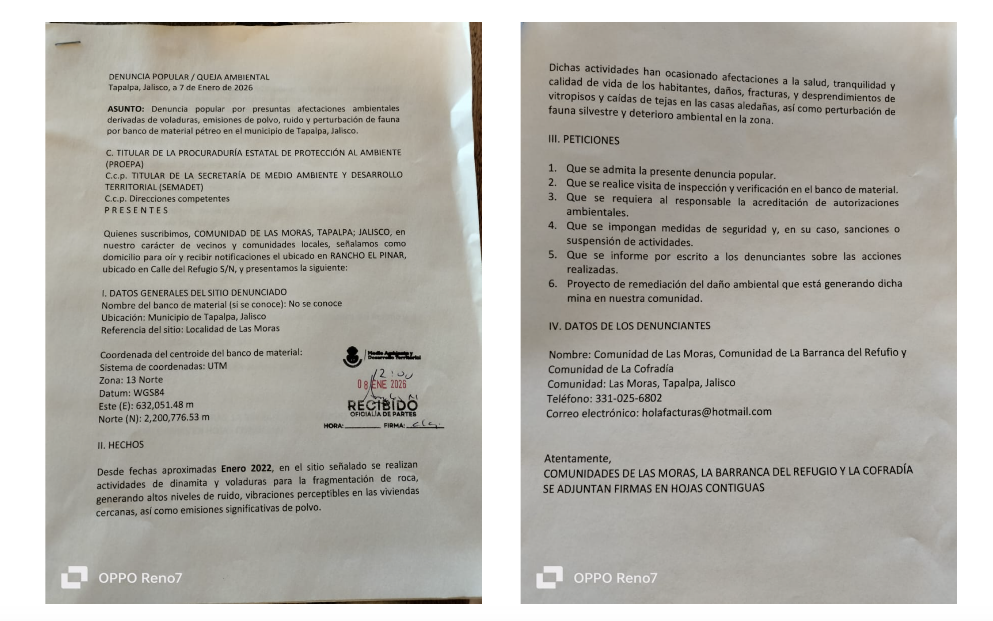 Habitantes en Tapalpa denuncian daños por actividades ilegales de banco de material