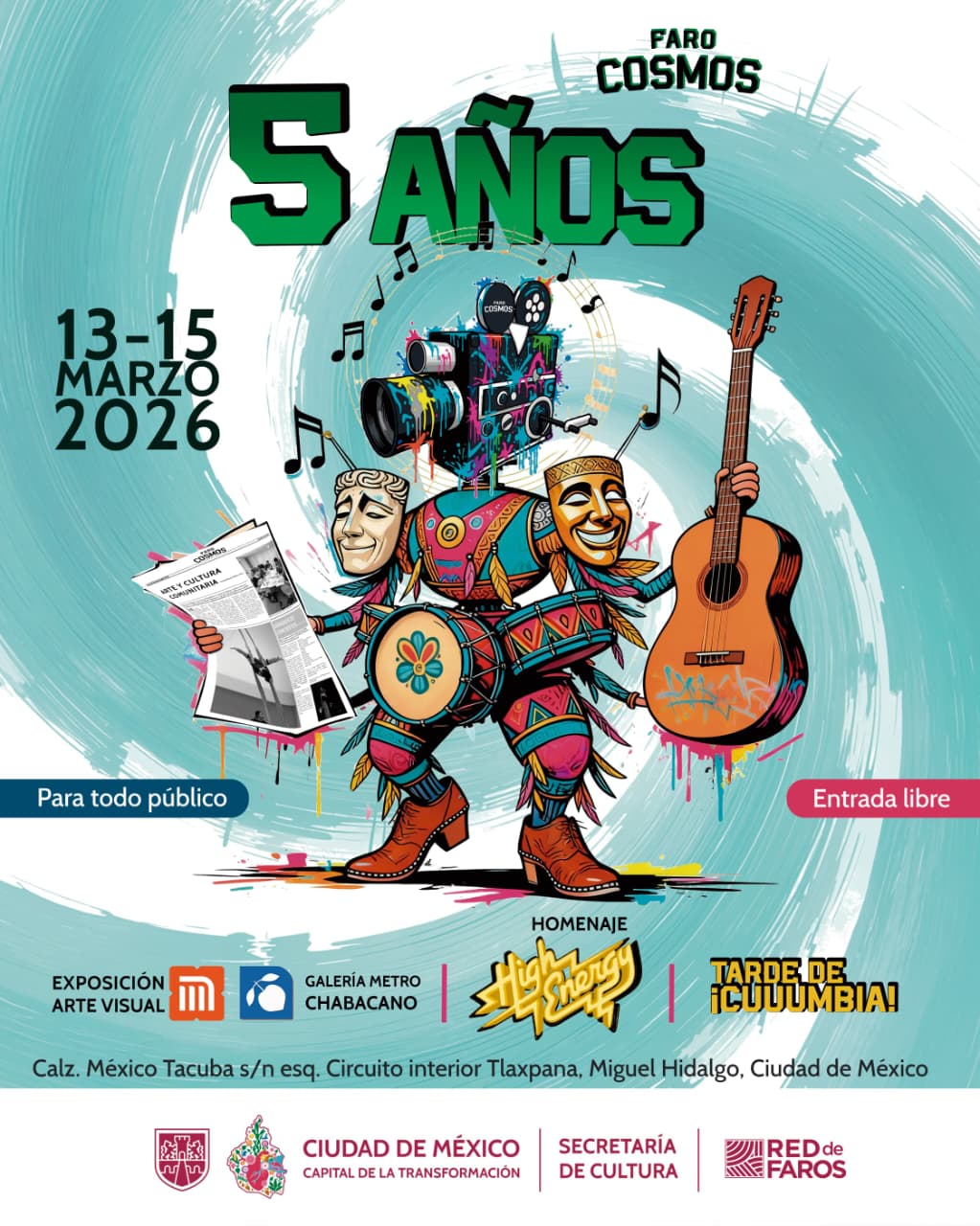 FARO Cosmos celebra cinco años de cultura comunitaria con exposiciones, High Energy y cumbia en Ciudad de México