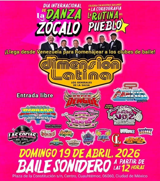 Más de 40 clubes de bailen tomaran la plancha del Zócalo para celebrar el día internacional de la Danza con la coreografía la Rutina del pueblo.