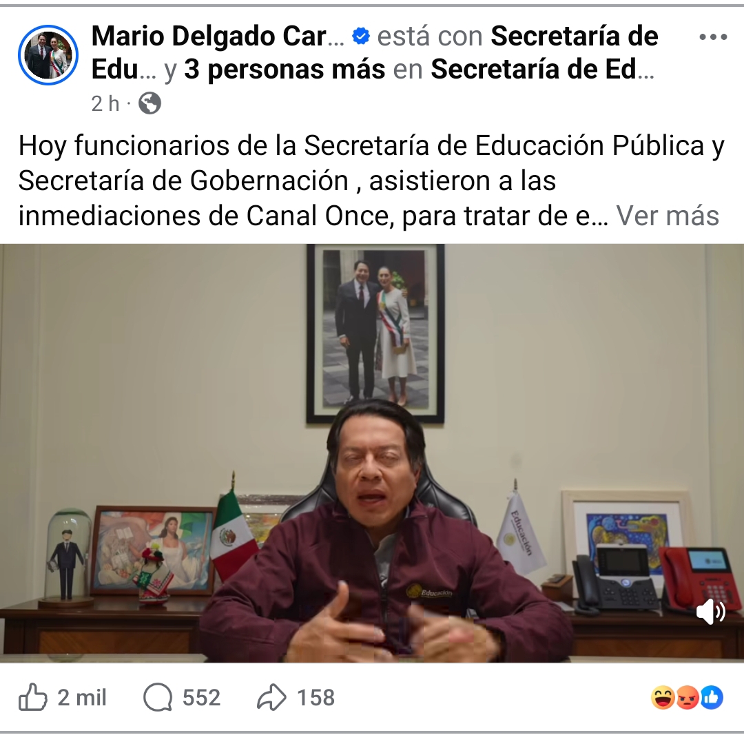 Mensaje difundido en las redes sociales de Mario Delgado