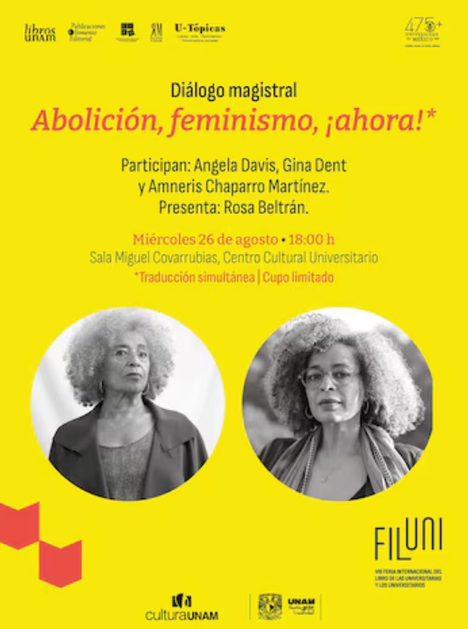 Angela Davis en la UNAM: activistas llevan el caso Sheveck al diálogo sobre abolicionismo