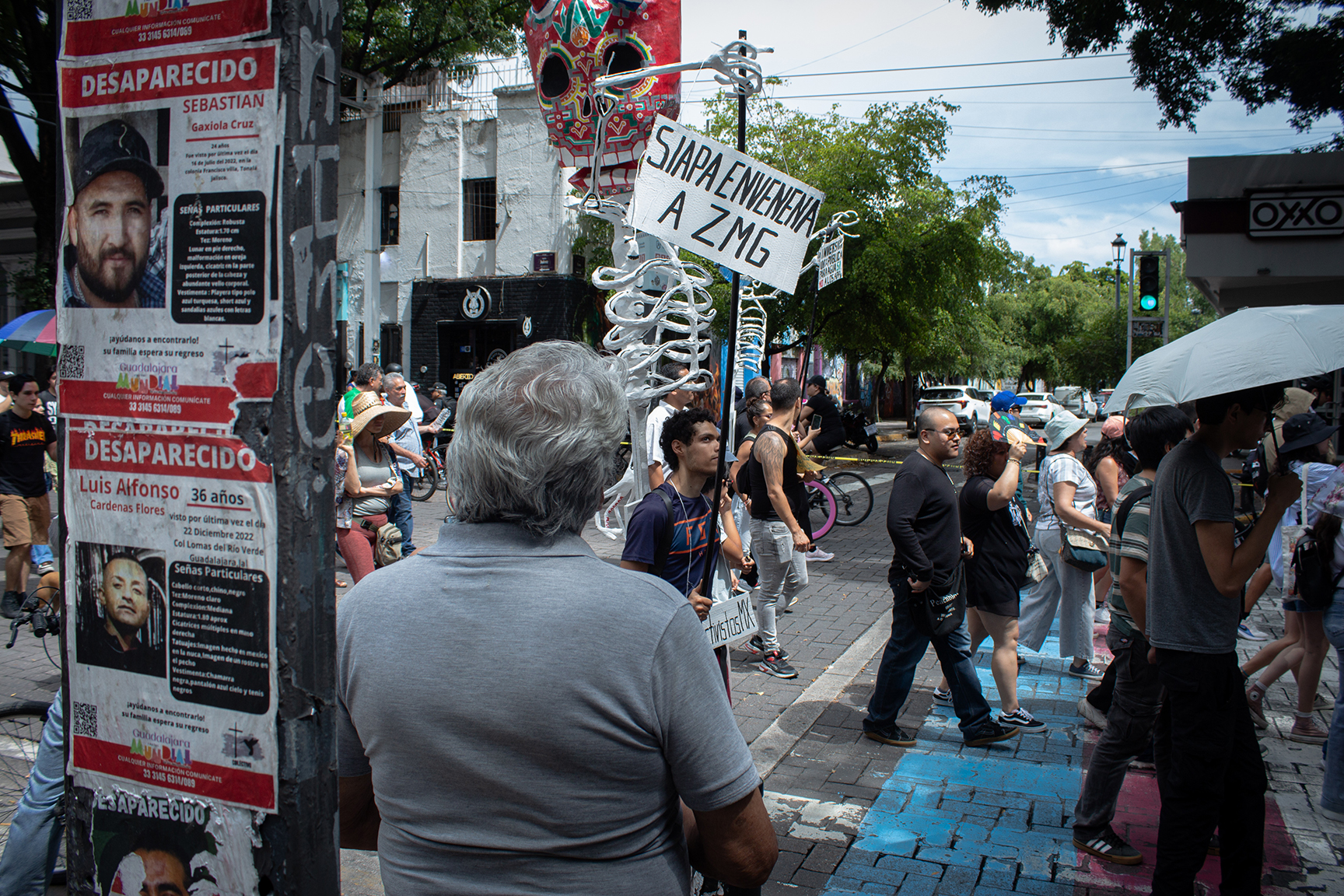 Más de 900 personas se concentran en el Parque Rojo, en Guadalajara, antes de iniciar la Megamarcha por el Agua rumbo a Plaza Liberación. Guadalajara, Jalisco, 23 de agosto de 2026.