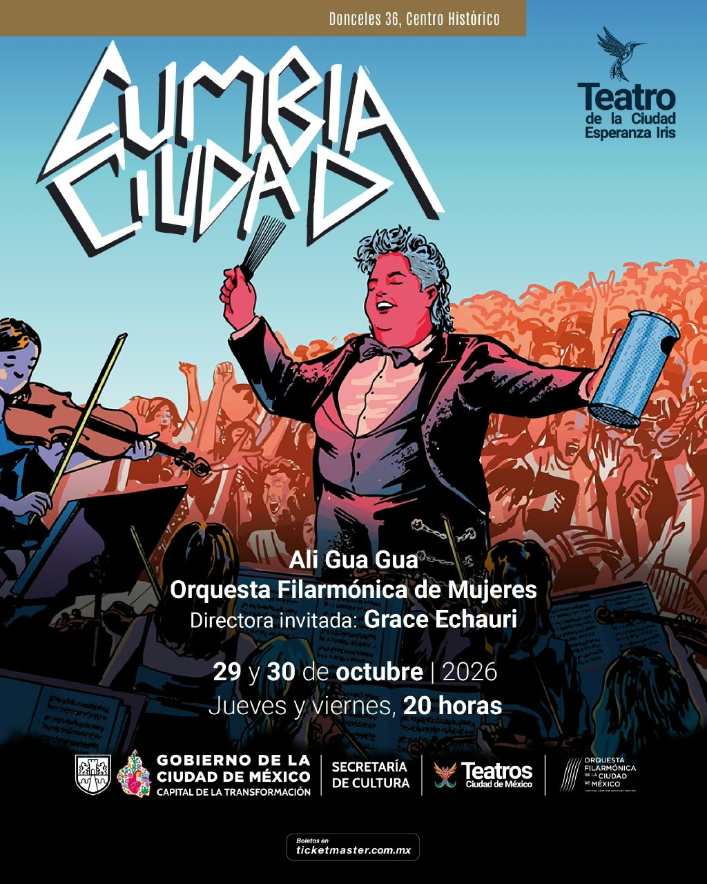 Cumbia Ciudad: Ali Gua Gua y mujeres de la Filarmónica de la CDMX llevan la cumbia al Teatro Esperanza Iris