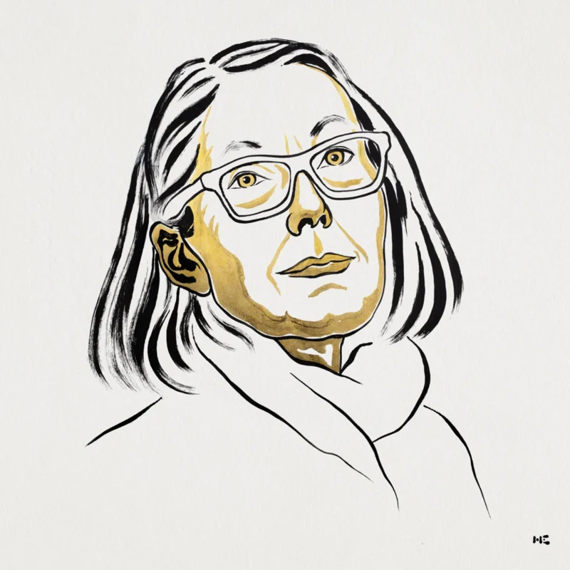 Ilustración de Anne Carson, ganadora del Premio Nobel de Literatura 2026 por Niklas Elmehed para la web de la Academia Sueca.